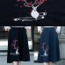 Vivid A line skirts Cotton Drops Design Runway black embroidery short skirt Summer