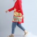 autumn red new hooded cotton coats plus size print big pocket cardigans outwear